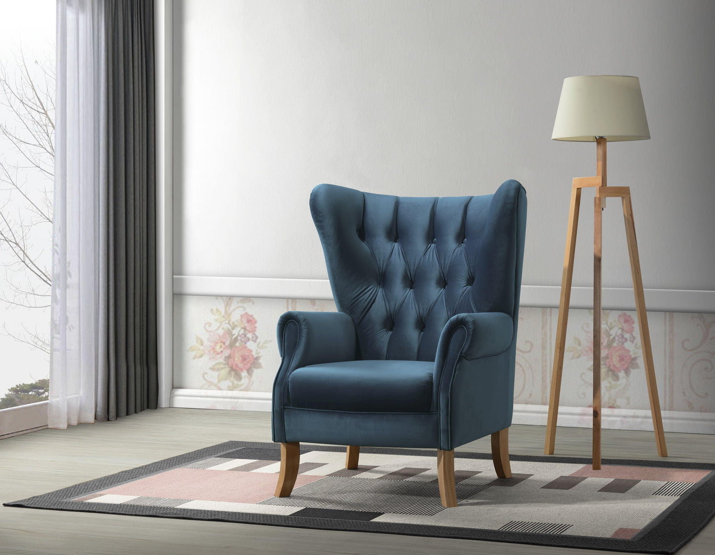 ACME Adonis Accent Chair, Azure Blue Velvet