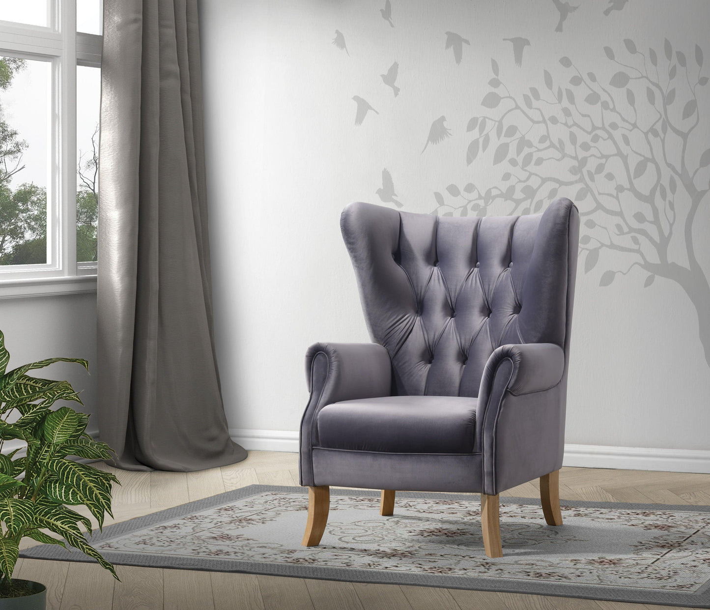 ACME Adonis Accent Chair, Gray Velvet