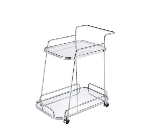 ACME Aegis Serving Cart, Clear Glass & Chrome Finish