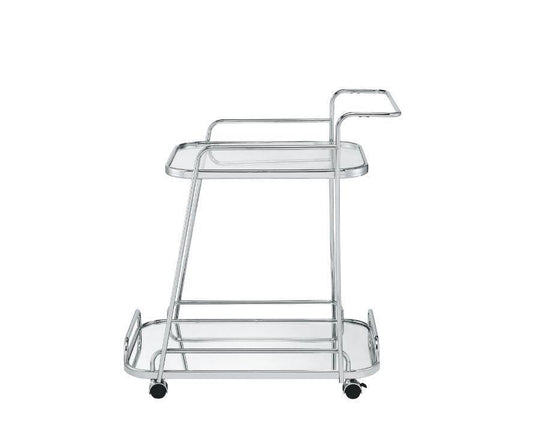 ACME Aegis Serving Cart, Clear Glass & Chrome Finish