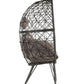 ACME Aeven Patio Lounge Chair, Light Gray Fabric & Black Wicker