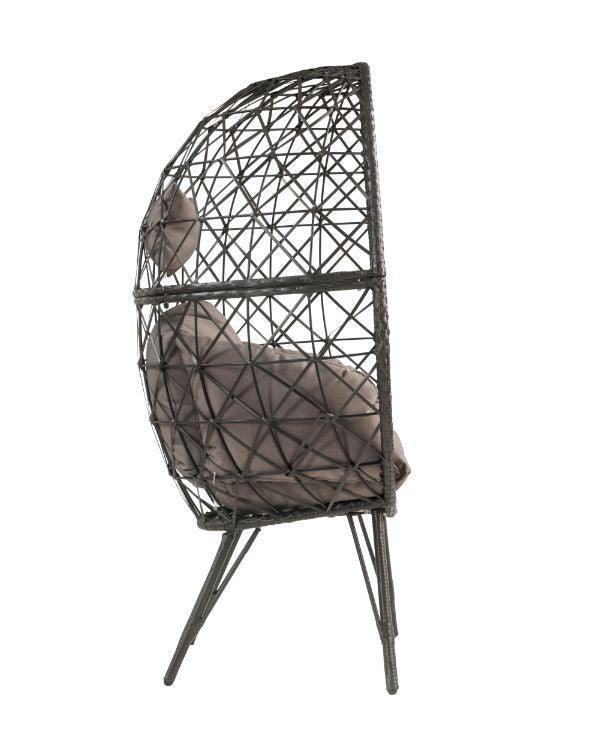 ACME Aeven Patio Lounge Chair, Light Gray Fabric & Black Wicker