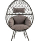 ACME Aeven Patio Lounge Chair, Light Gray Fabric & Black Wicker