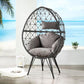 ACME Aeven Patio Lounge Chair, Light Gray Fabric & Black Wicker