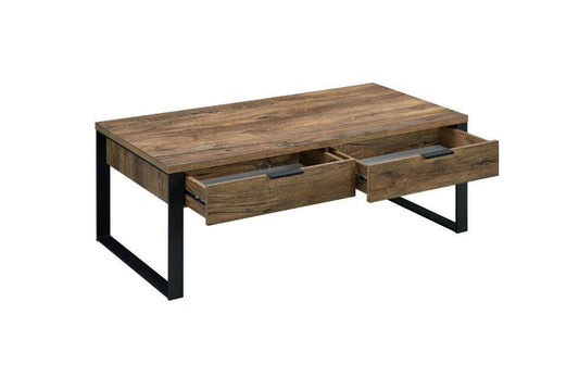 ACME Aflo Coffee Table, Weathered Oak & Black Finish