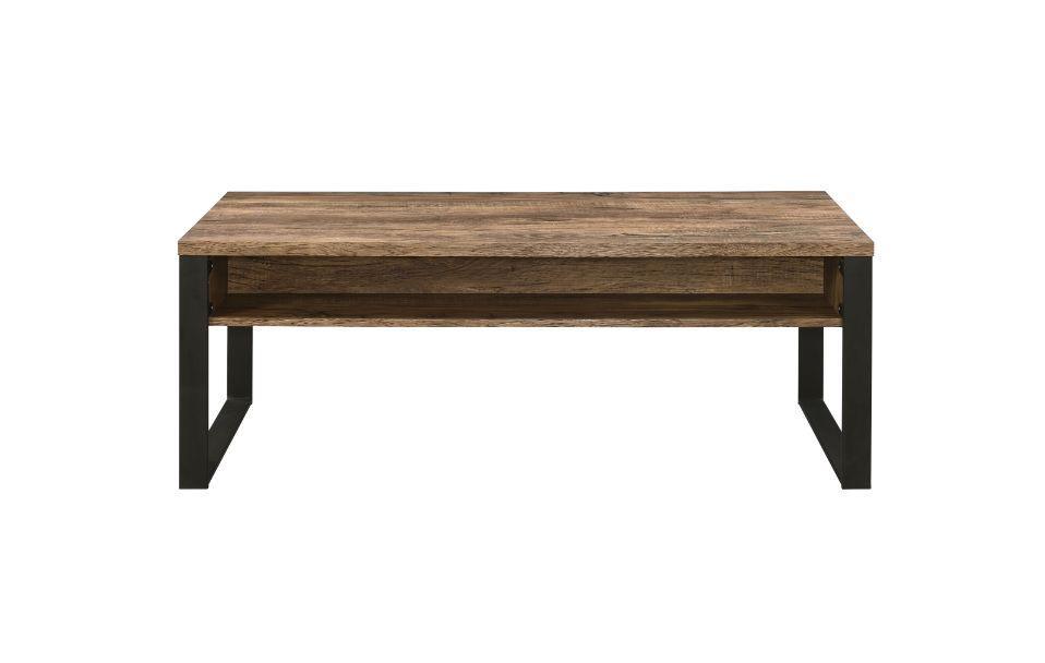 ACME Aflo Coffee Table, Weathered Oak & Black Finish