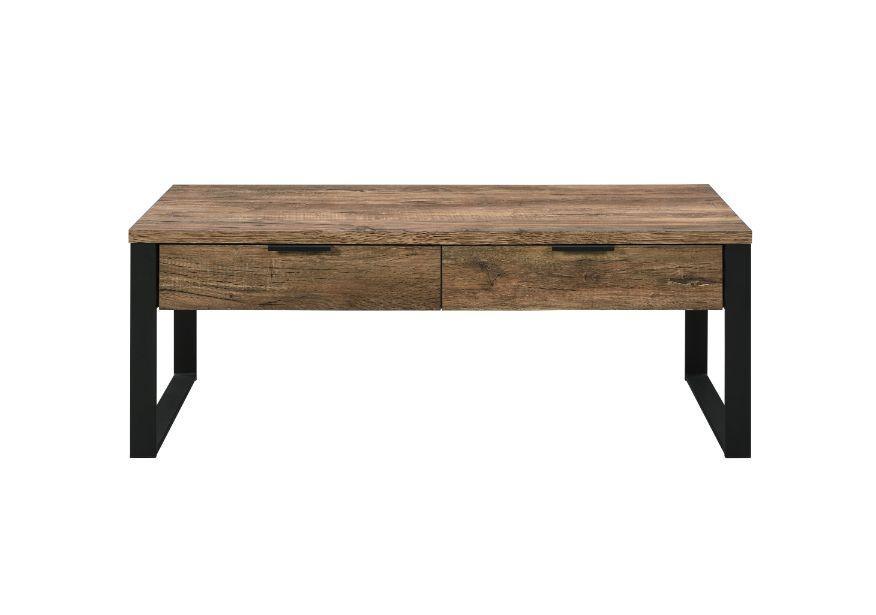 ACME Aflo Coffee Table, Weathered Oak & Black Finish