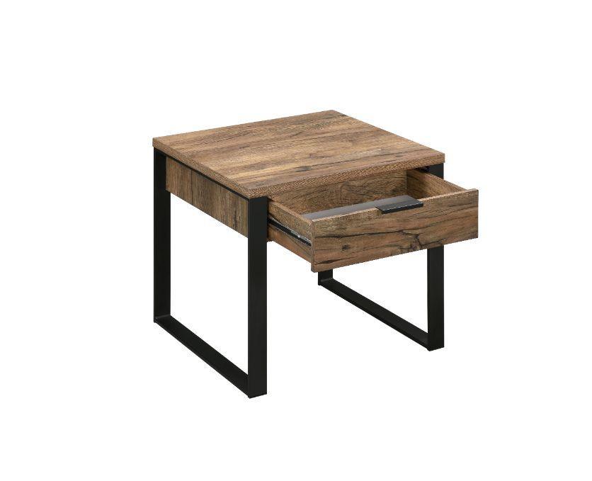 ACME Aflo End Table, Weathered Oak & Black Finish