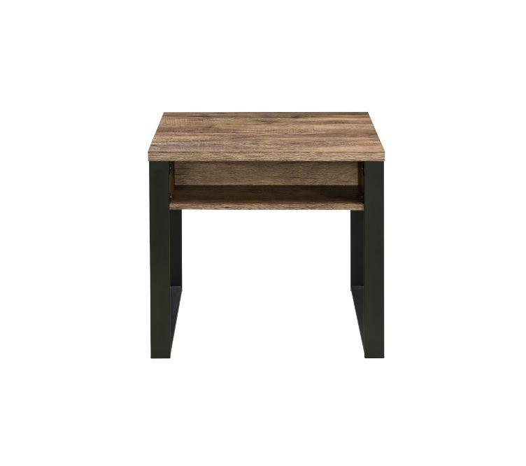 ACME Aflo End Table, Weathered Oak & Black Finish