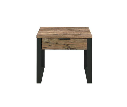 ACME Aflo End Table, Weathered Oak & Black Finish