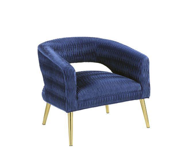 ACME Aistil Accent Chair, Blue Velvet & Gold Finish