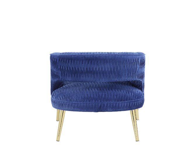 ACME Aistil Accent Chair, Blue Velvet & Gold Finish