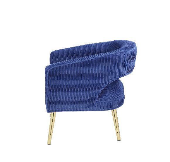 ACME Aistil Accent Chair, Blue Velvet & Gold Finish