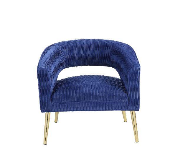 ACME Aistil Accent Chair, Blue Velvet & Gold Finish