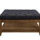 ACME Aizen Cocktail Ottoman, Dark Gray Fabric & Weathered Oak Finish