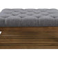 ACME Aizen Cocktail Ottoman, Gray Fabric & Weathered Oak Finish