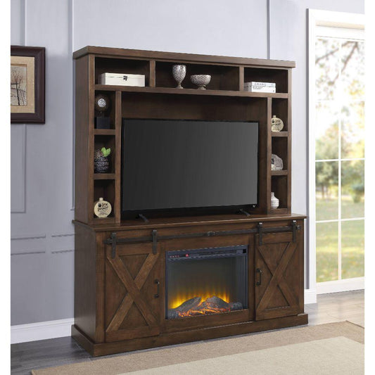 ACME Aksel Entertainment Center w/Fireplace, Walnut