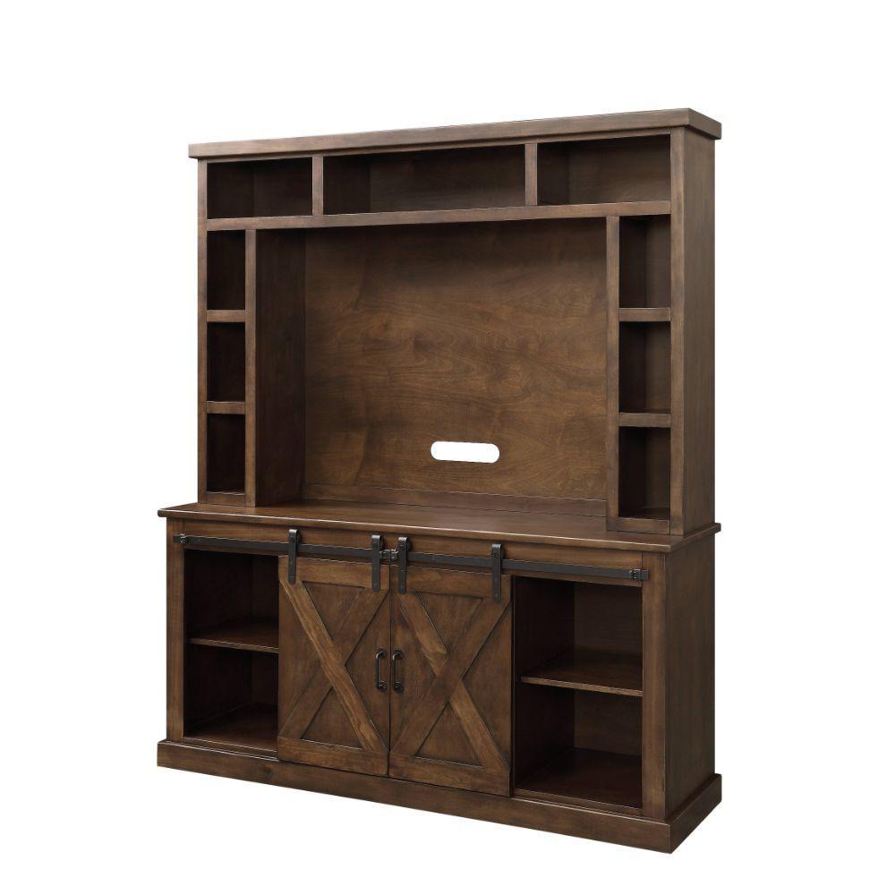 ACME Aksel Entertainment Center w/Fireplace, Walnut