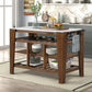 Alaroa Kitchen Island , Marble Top & Rustic Brown Finish