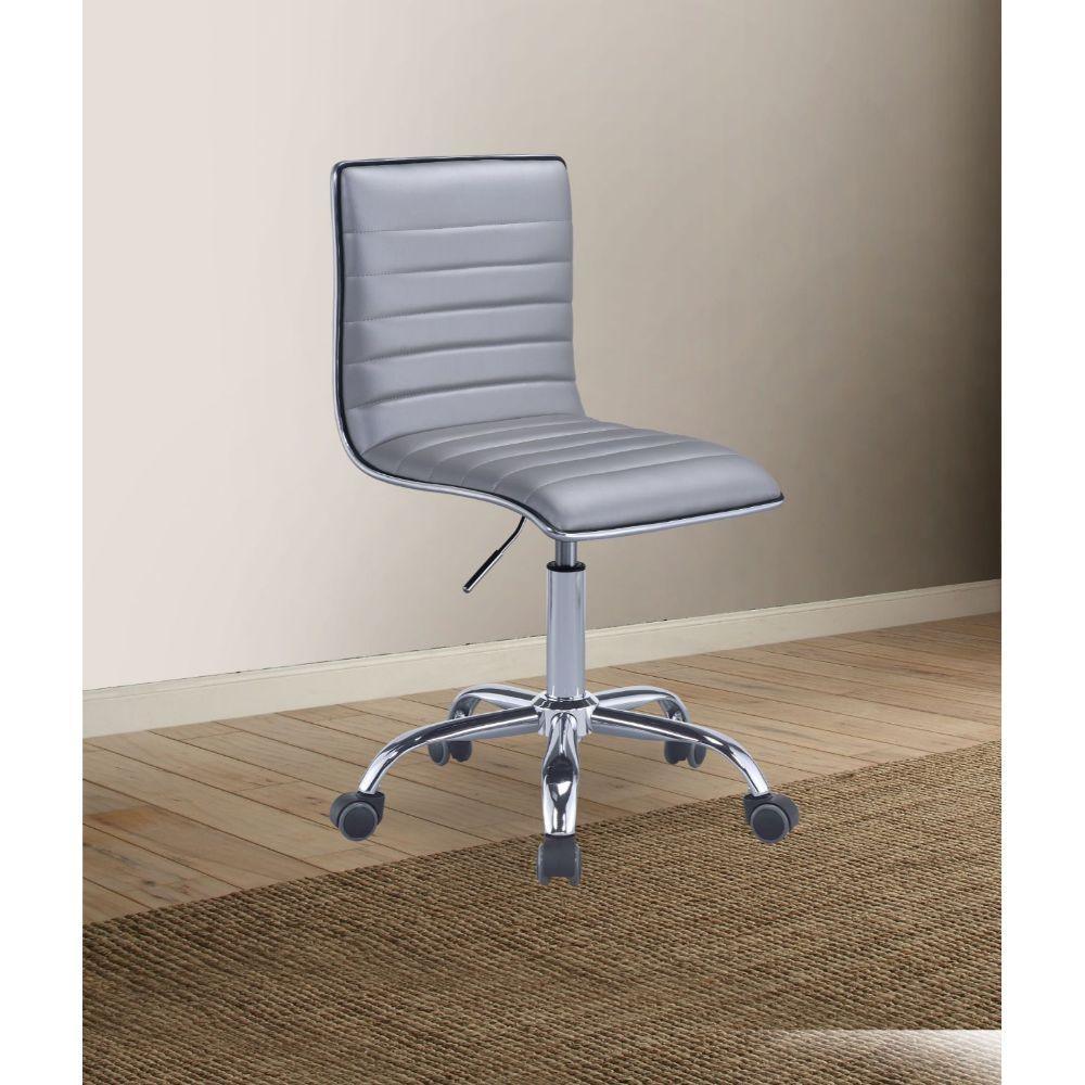 ACME Alessio Office Chair, Silver PU & Chrome