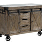 ACME Alforvott Kitchen Island, Marble & Weathered Gray Finish