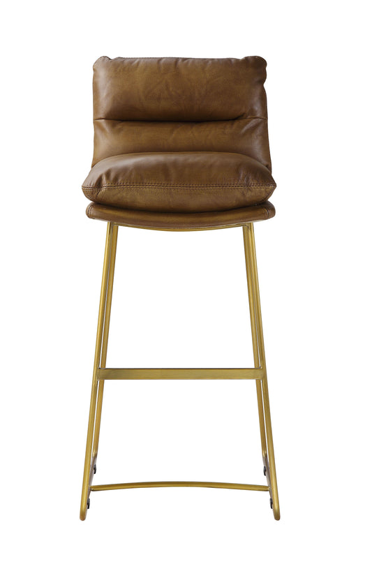 ACME Alsey Bar Chair (1Pc), Saddle Brown Top Grain Leather