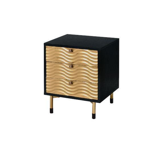 ACME Alston Accent Table, Black & Champagne