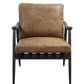Anzan Accent Chair, Berham Chestnut Top Grain Leather & Matt Iron Finish