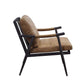 ACME Anzan Accent Chair, Berham Chestnut Top Grain Leather & Matt Iron Finish