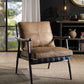 ACME Anzan Accent Chair, Berham Chestnut Top Grain Leather & Matt Iron Finish