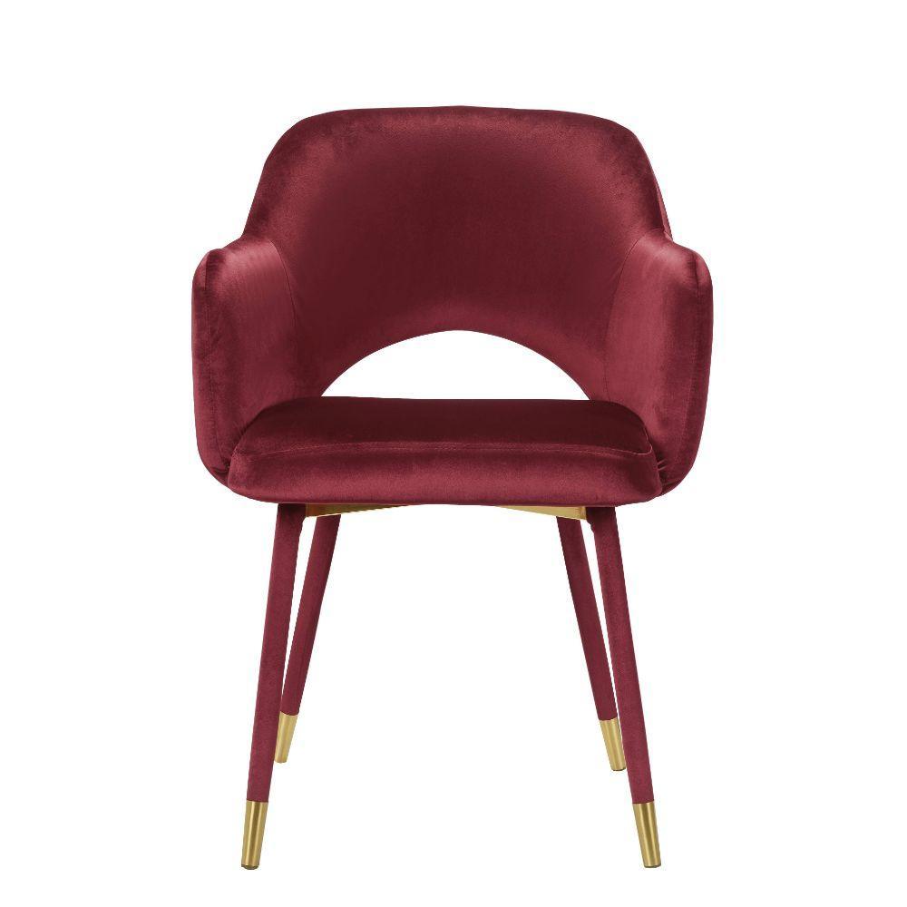 ACME Applewood Accent Chair, Bordeaux-Red Velvet & Gold