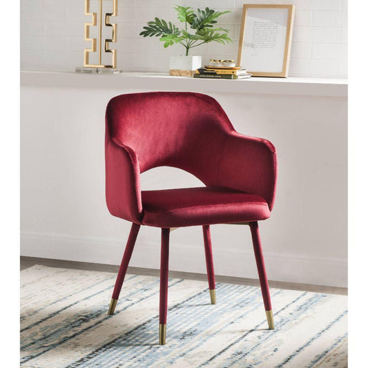 ACME Applewood Accent Chair, Bordeaux-Red Velvet & Gold