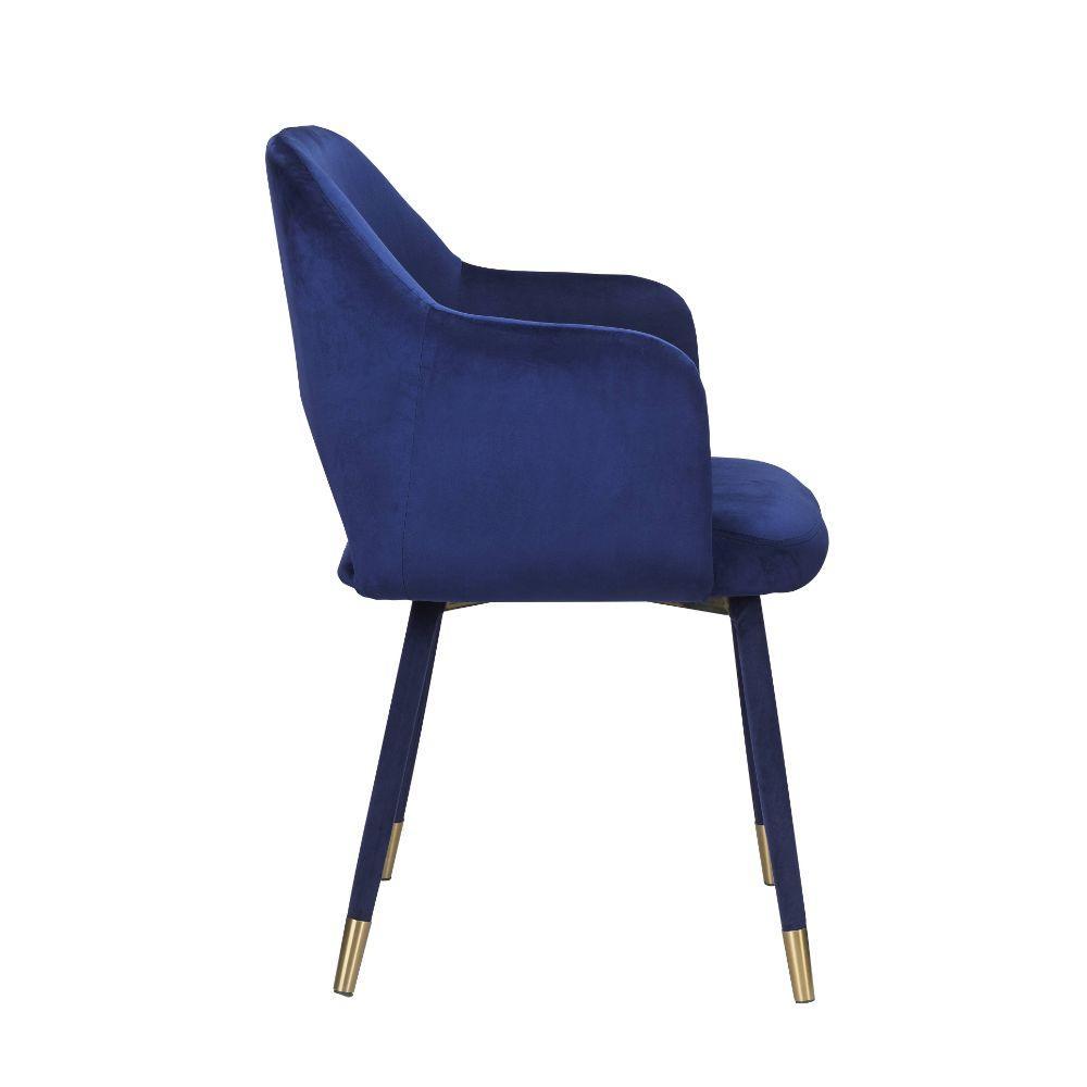 ACME Applewood Accent Chair, Ocean Blue Velvet & Gold