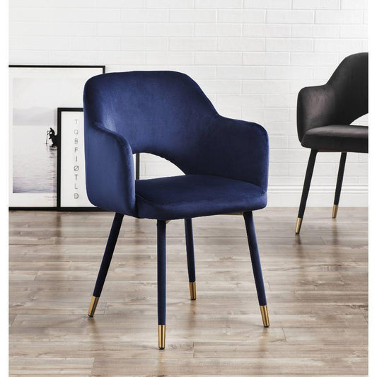 ACME Applewood Accent Chair, Ocean Blue Velvet & Gold