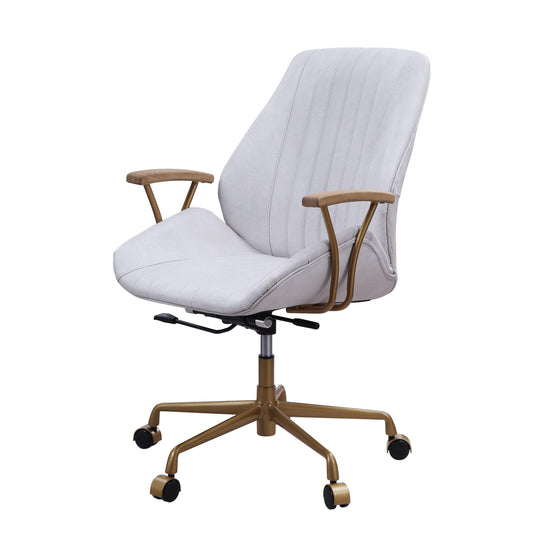 ACME Argrio Office Chair, Vintage White Top Grain Leather