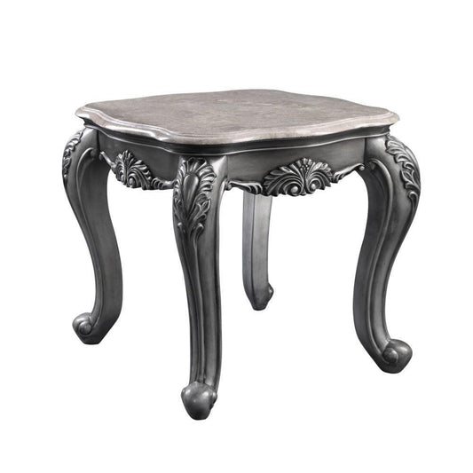 ACME Ariadne End Table, Marble & Platinum