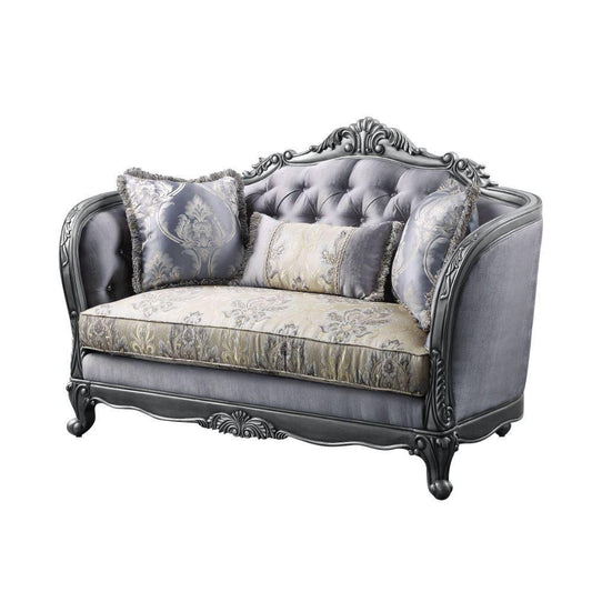 ACME Ariadne Loveseat w/3 Pillows, Fabric & Platinum