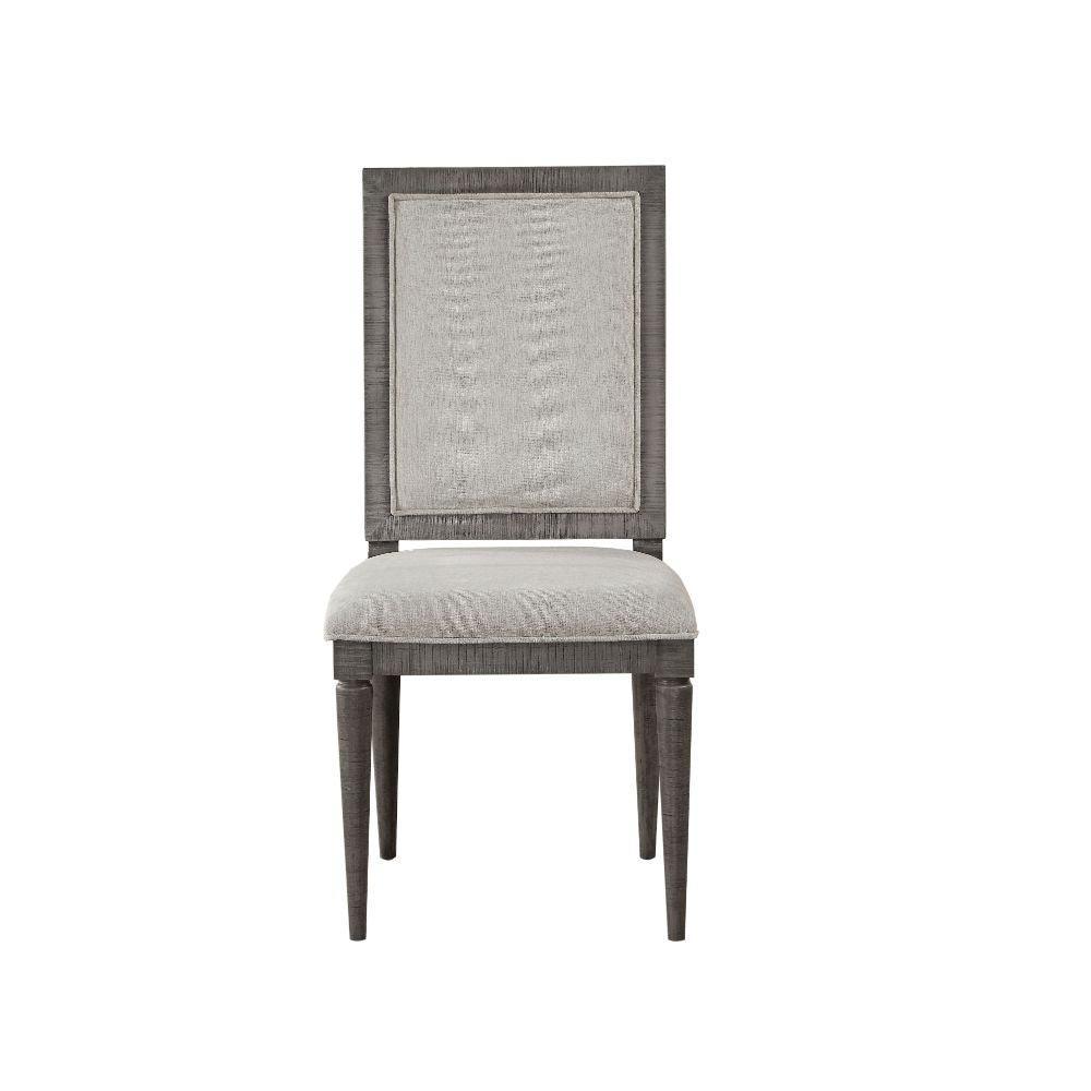 ACME Artesia Side Chair (Set-2), Fabric & Salvaged Natural