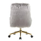 ACME Arundell II Office Chair, Gray Faux Fur & Gold Finish