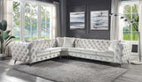 Atronia Sectional Sofa w/4 Pillows, Beige Fabric