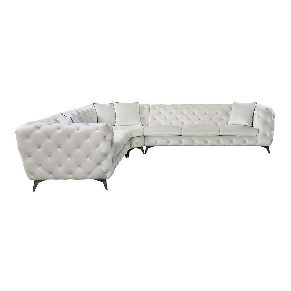 Atronia Sectional Sofa w/4 Pillows, Beige Fabric