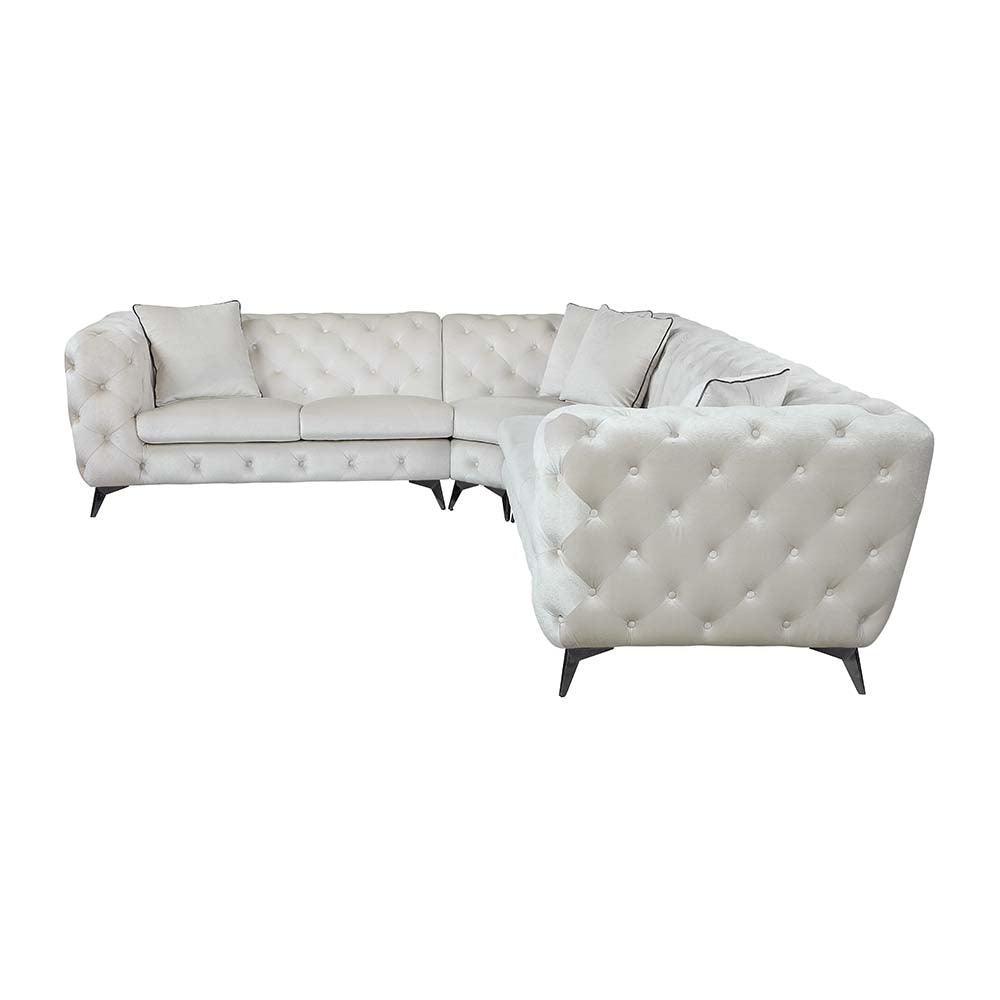 Atronia Sectional Sofa w/4 Pillows, Beige Fabric