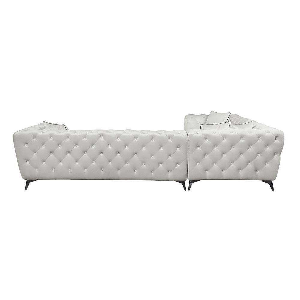 Atronia Sectional Sofa w/4 Pillows, Beige Fabric
