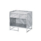 Azrael Accent Table, White Printed Faux Marble & Chrome Finish
