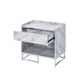 Azrael Accent Table, White Printed Faux Marble & Chrome Finish