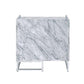 Azrael Accent Table, White Printed Faux Marble & Chrome Finish