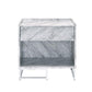 Azrael Accent Table, White Printed Faux Marble & Chrome Finish