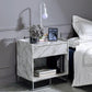 Azrael Accent Table, White Printed Faux Marble & Chrome Finish