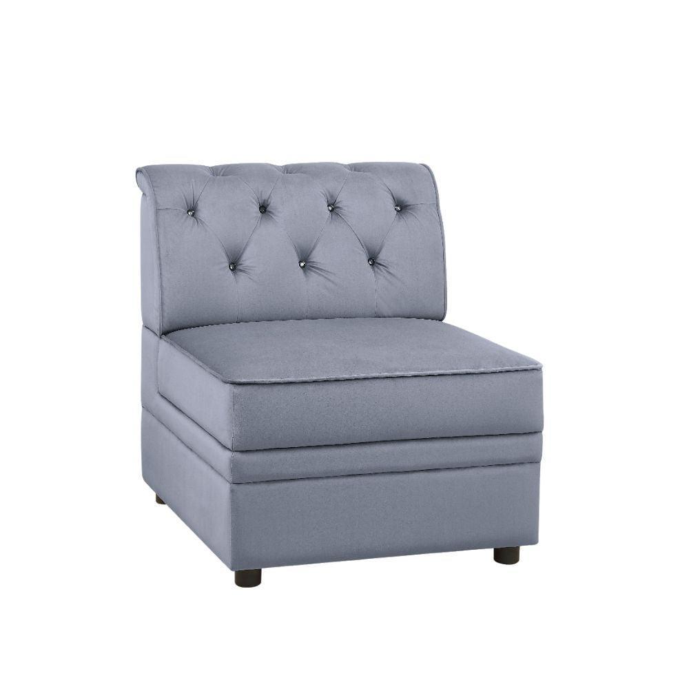 Bois II Modular Armless Chair, Gray Velvet