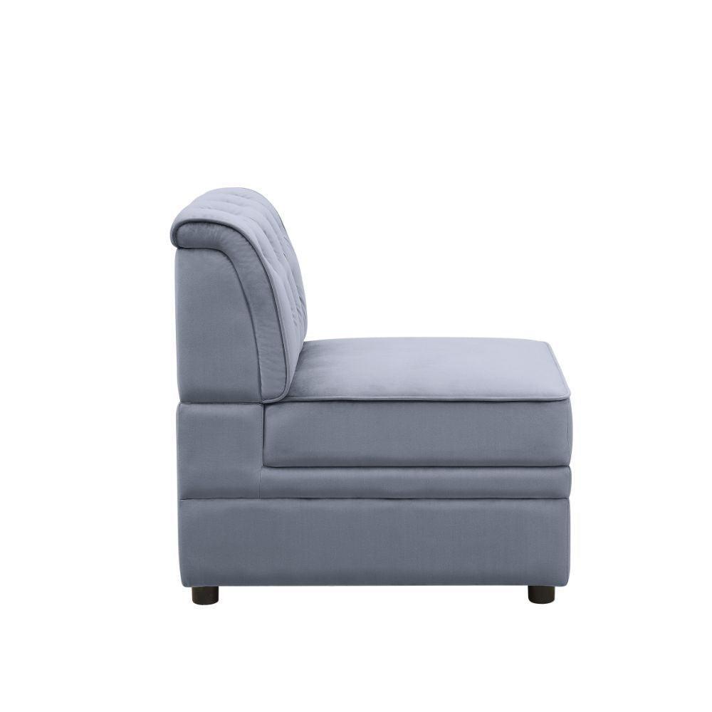 Bois II Modular Armless Chair, Gray Velvet